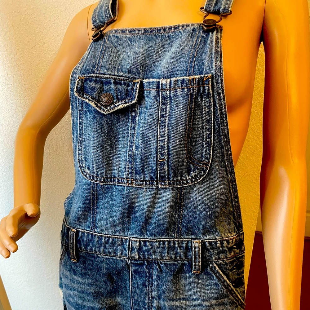 AE Denim Tomgirl Destroyed Short Overall